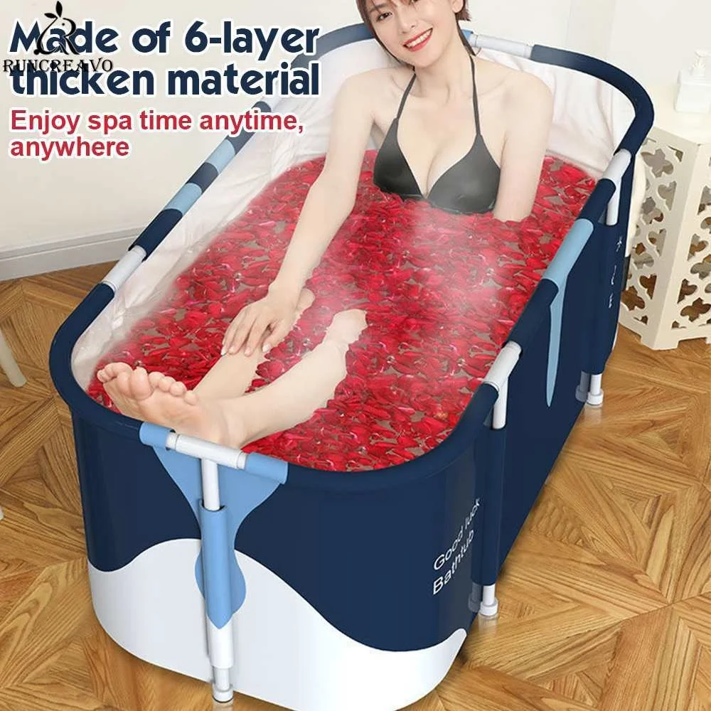 

Large Portable Bathtub for Adults Bath Tub Barrel Sweat Steaming Plastic Thicken Spa Home Sauna Insulation Folding Bath Bucket