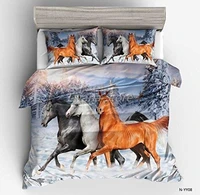 100 polyester 3d horse colour yellow black new fashion boy sets twin full queen king size quiltsduvet cover bedding sets