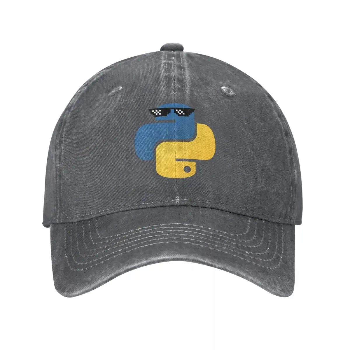 

Python Gangster Programmer Linux Code Funny High Quality Distressed Washed Caps Fashion Unisex Headwear
