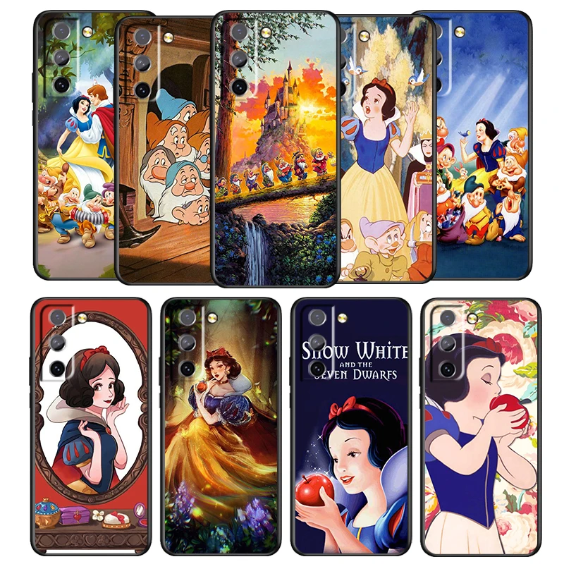 

Disney Snow White Phone Case For Samsung Galaxy S22 S21 S20 Ultra Plus Pro FE S10 S9 S8 4G 5G Black Soft TPU Cover Coque Shell