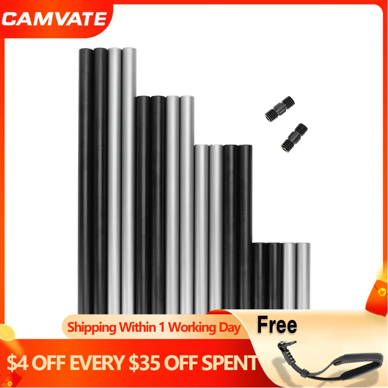 Комплект алюминиевых стержней CAMVATE 15 мм, Длина 3,94 дюйма, 7,87 дюйма и 9,84 дюйма, с резьбовыми соединителями M12 для камеры, 15 мм, система поддержки стержней LWS