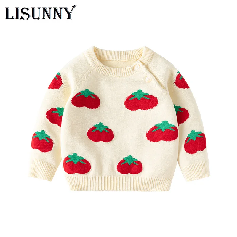 

2023 Autumn Winter Children Clothing Kids Sweater Girls Sweaters Jumper Baby Pullover Cartoon Tomato Toddler Clothes Lolita 1-6y