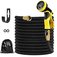 Garden Hose 100ft-Water  With 9 Function Spray Nozzle And Durable 3/4 Inch Solid Brass Fittings No Kink Flexible Lightweight