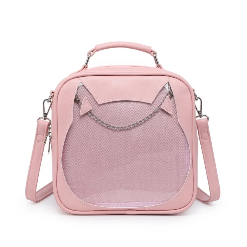 

Sweet Cute Cartoon PU Ita Bag New Cat Pink Lolita Shoulder Bag Teenage Girls Uniform Backpacks Chic Chains Handbag Bolsa