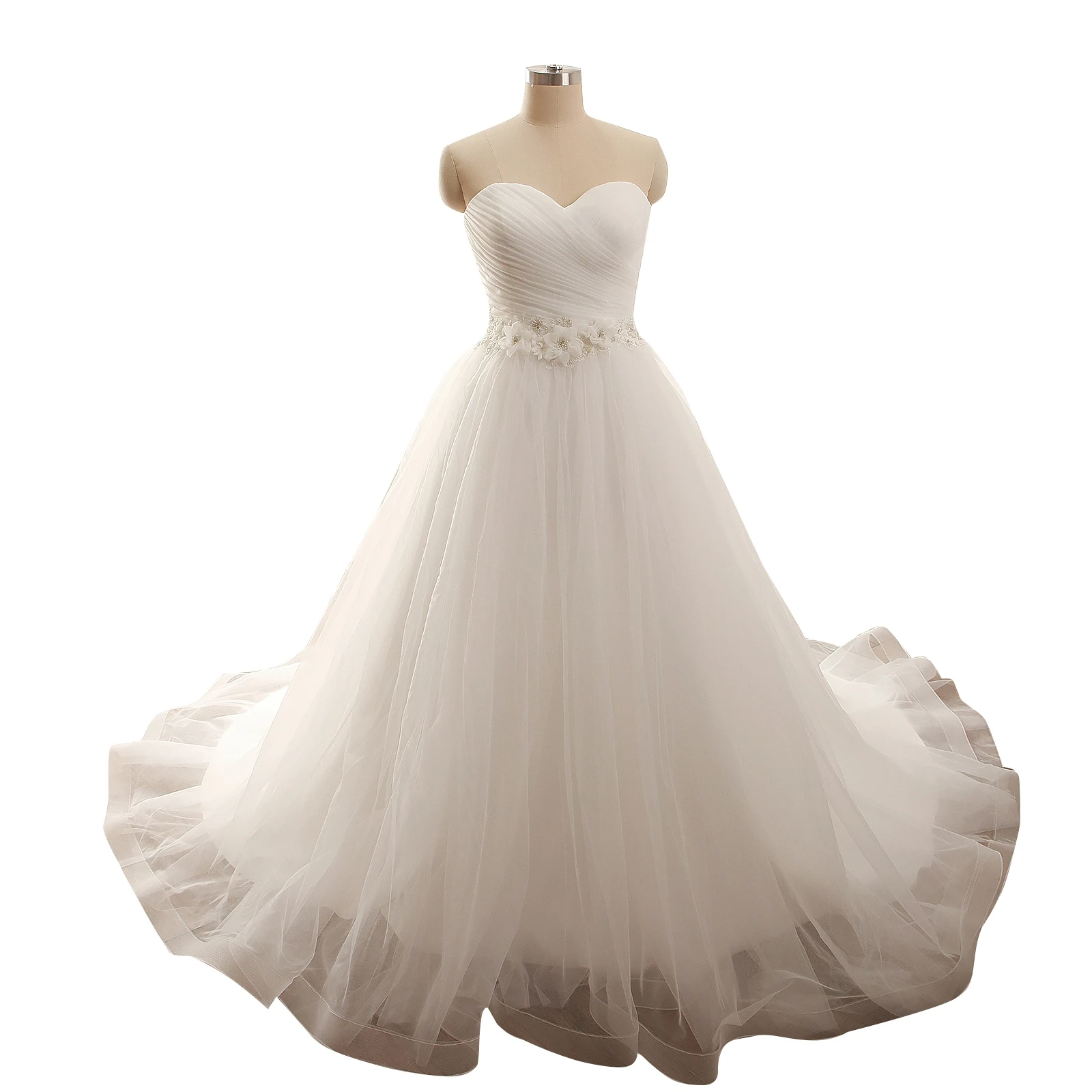 Свадебные платья-трапеции цвета слоновой кости с изображением сердечки и