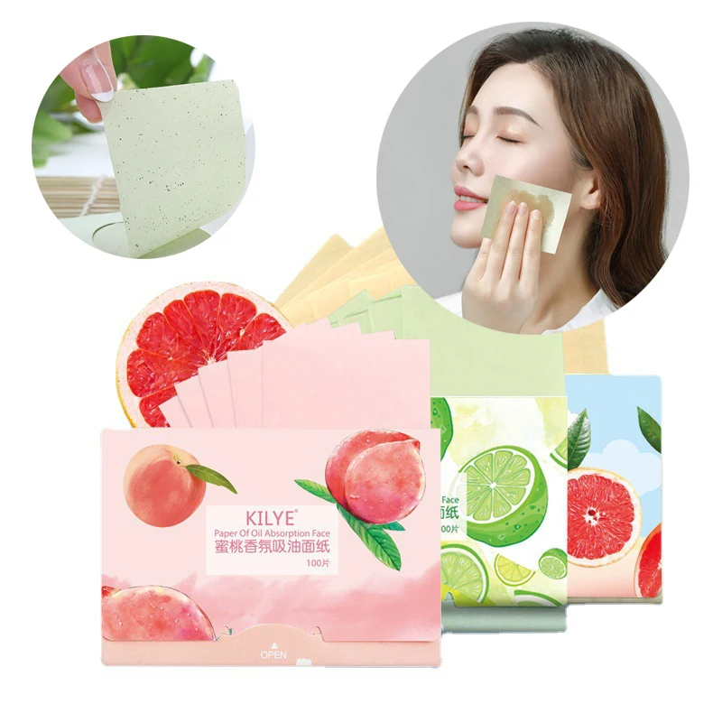 

100PCS Protable Face Absorbent Paper Oil Control Wipes Peach Sheet Oily Face Blotting Matting Tissue Makeup Face Clean Paper
