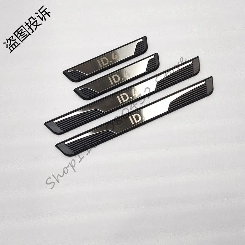 

Car Door Sill Scuff Plate Trim Auto Protector Accessories ABS Stainless Steel Styling Sticker for Volkswagen ID.4 ID4 2020-2022