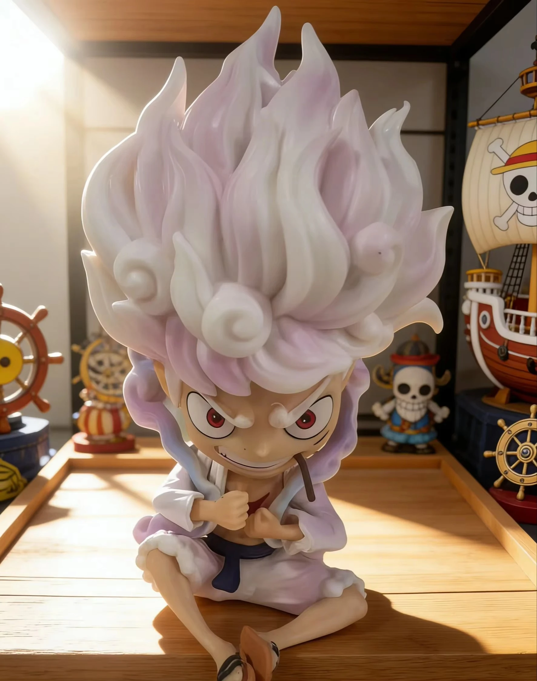 Фото Коллекционная фигурка One Piece: Ника Луффи в позе сидячего Бога Солнца (Пятая ступень), Q-версия, ручная работа №1