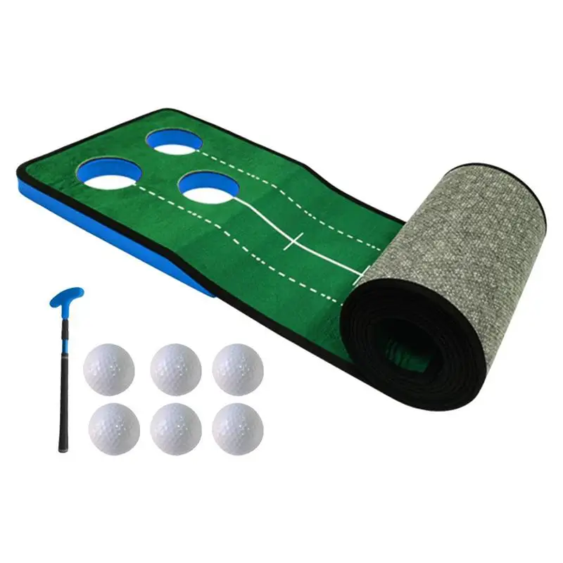 

Зеленый коврик для игры в гольф 9,8 Фута с 3 отверстиями для повышения точности скорости