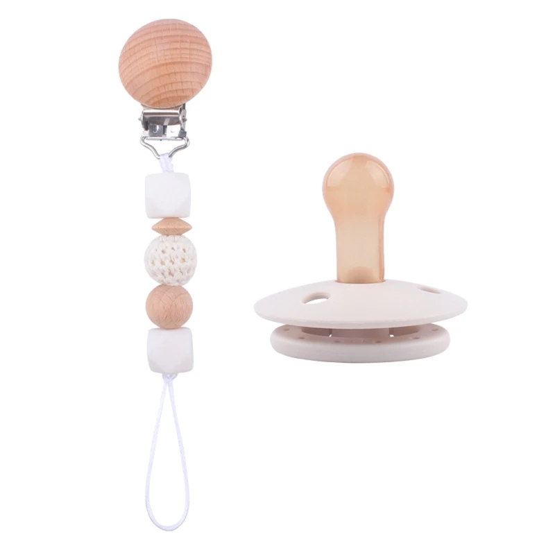 

Baby Nipple with Pacifier Chain Clip Pacifier Nursing Teether BPA Free Silicone Beads Infant Comfort Appease Soother
