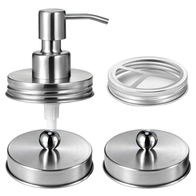 

Mason Jar Bathroom Accessories,Without Jar,Soap Dispenser,Toothbrush Holder And Storage Jar Cover,For Regular Mouth Jar