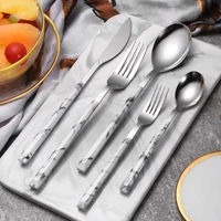 ins japanese and korean stainless steel tableware imitation marble knife and fork spoon soup spoon steak knife and fork coffee s