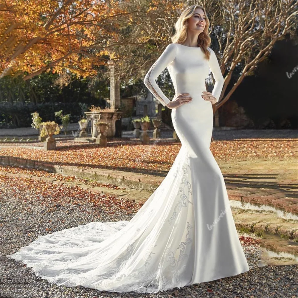 Роскошные кружевные свадебные платья-русалки с аппликацией свадебное платье