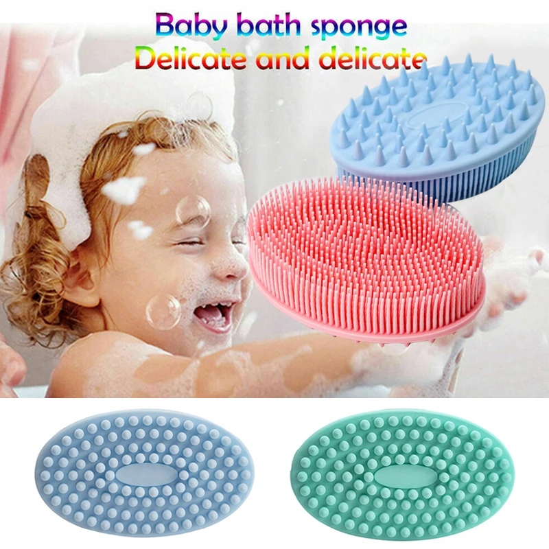 2 in 1 Silicone Body Scrubber Soft Silicone Scalp Massager Shampoo Brush Double-Sided Body Brush Foam Great Deep Cleansing Tool
