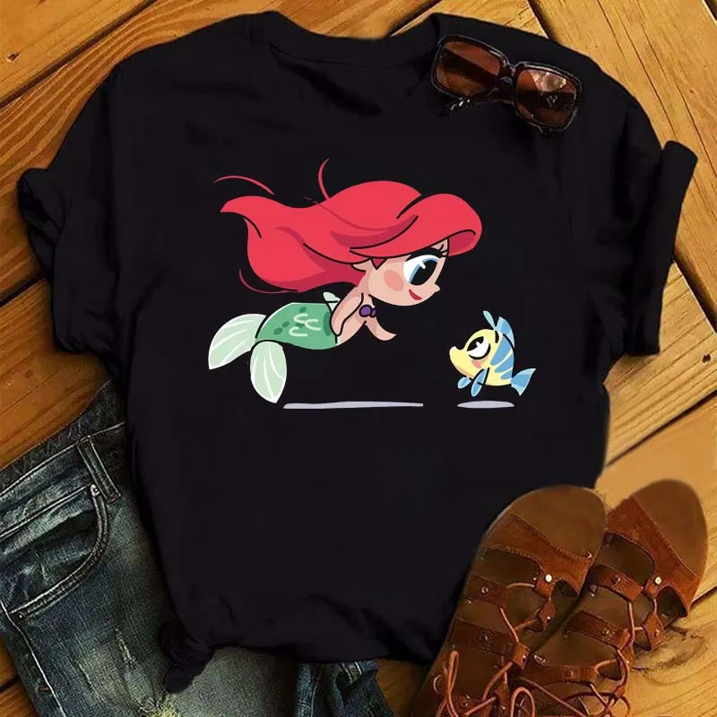 

Disney Prinzessin Grafik Gedruckt Frauen T Shirt Mode Sommer Casual Kurzarm Top Tees Cartoon Grafik Druck Tops Graphic T Shirts