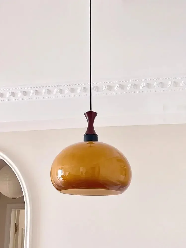 Винтажный стеклянный потолочный светильник в стиле ретро деревянный журнальный