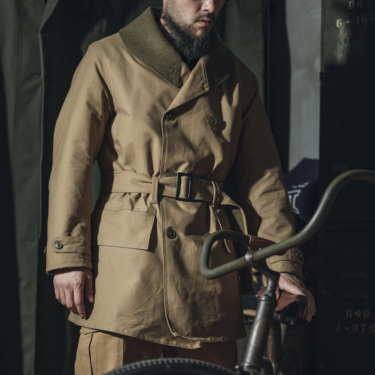 Bronson M-1938 Mackinaw Coat US Army Parka Winter Men Shawl Collar Long Jacket