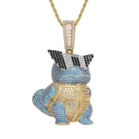 pokemon full diamond three dimensional necklace hip hop zircon pendant pikachu gold copper inlaid zirconium necklace jewelry