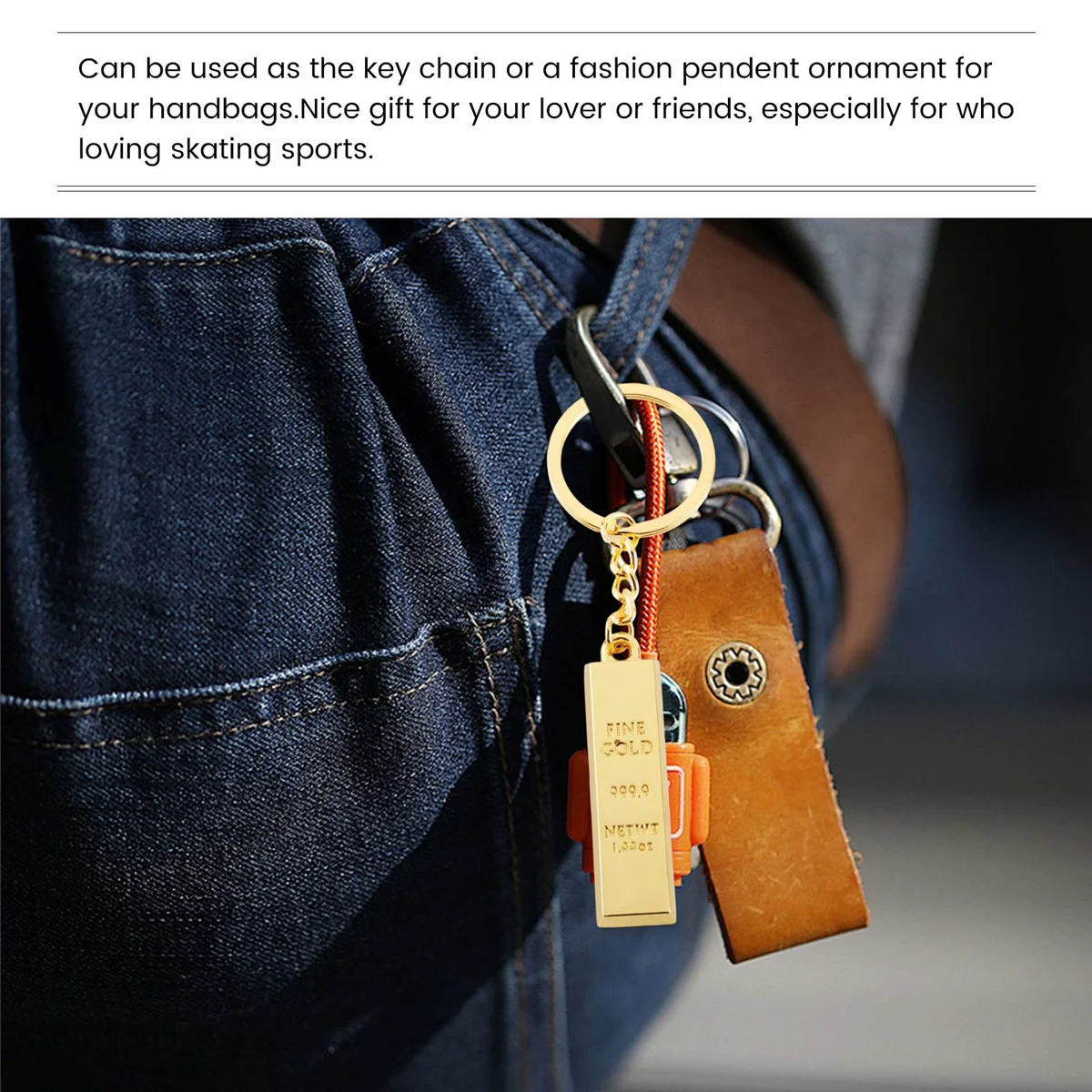 Миниатюрный кулон-брелок из искусственного золота 9999 кольцо-брелок