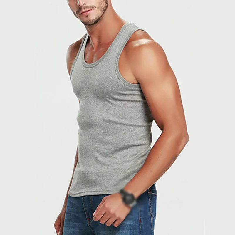 

2023 Summer Men Clothing Tank Tops Black White Gray Singlets Sleeveless Fitness Men Vest Casual Bodybuilding Vest New