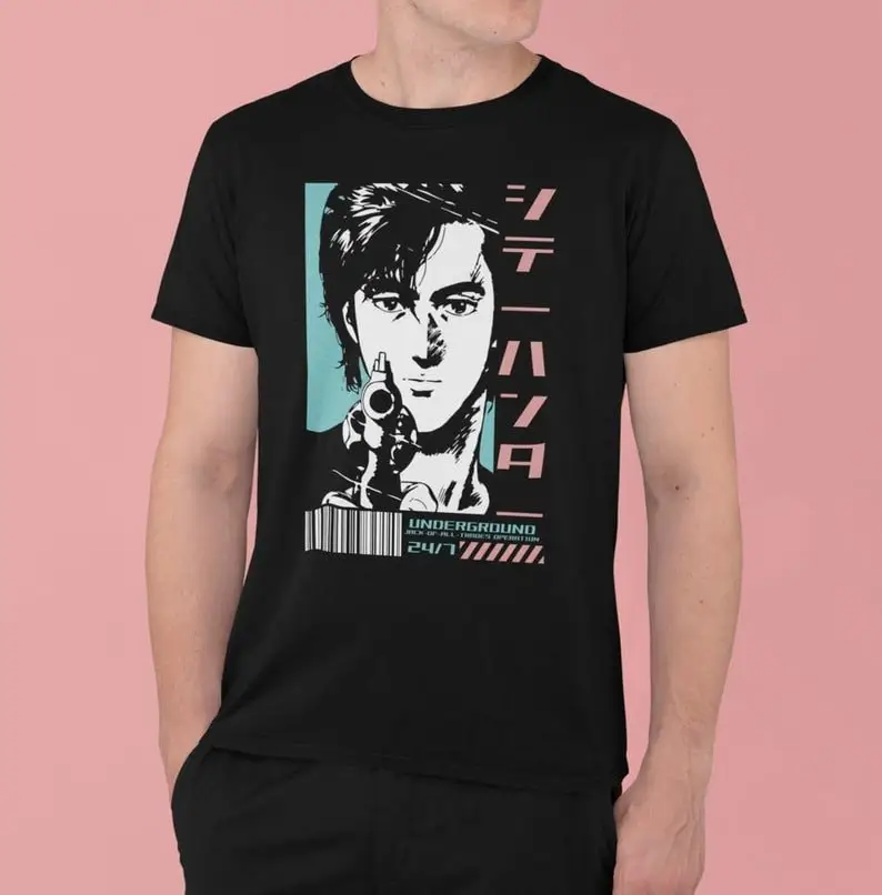 Ретро футболка унисекс с изображением охотника и города рубашка Рио Саеба Каори