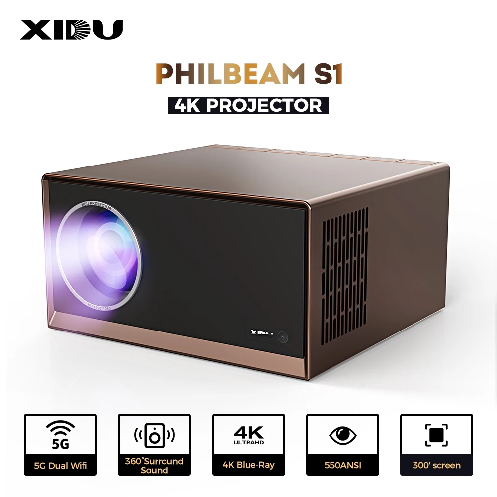 XIDU جهاز عرض 4K أندرويد 9.0 أصلي كامل HD 1080P 12000 لومينز بلوتوث 5.0 4D حجر الزاوية 5G واي فاي ضوء النهار المسرح المنزلي في الهواء الطلق