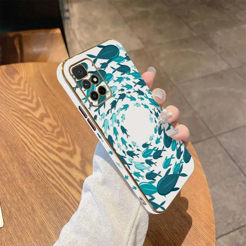 Fish Gather Luxury Plating Phone Case For Xiaomi Redmi 10 10A 12C 9 10C 9T 9A A1 9C Cover