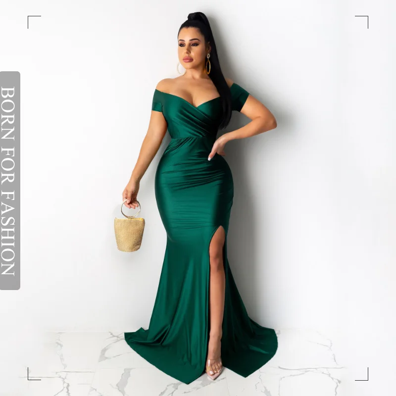 

Женское атласное макси, с открытыми плечами, с коротким рукавом, с открытой спиной, с оборками