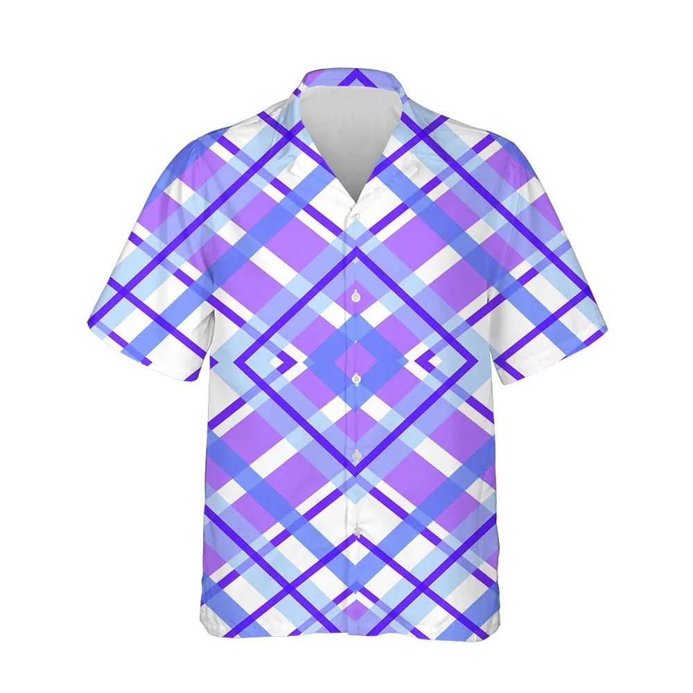 Jumeast New 3D Men's Clothing Casual Plaid Shirts For Men Casual Mens Hawaiian Shirt Short Sleeve Fashion Comfortable Blouses