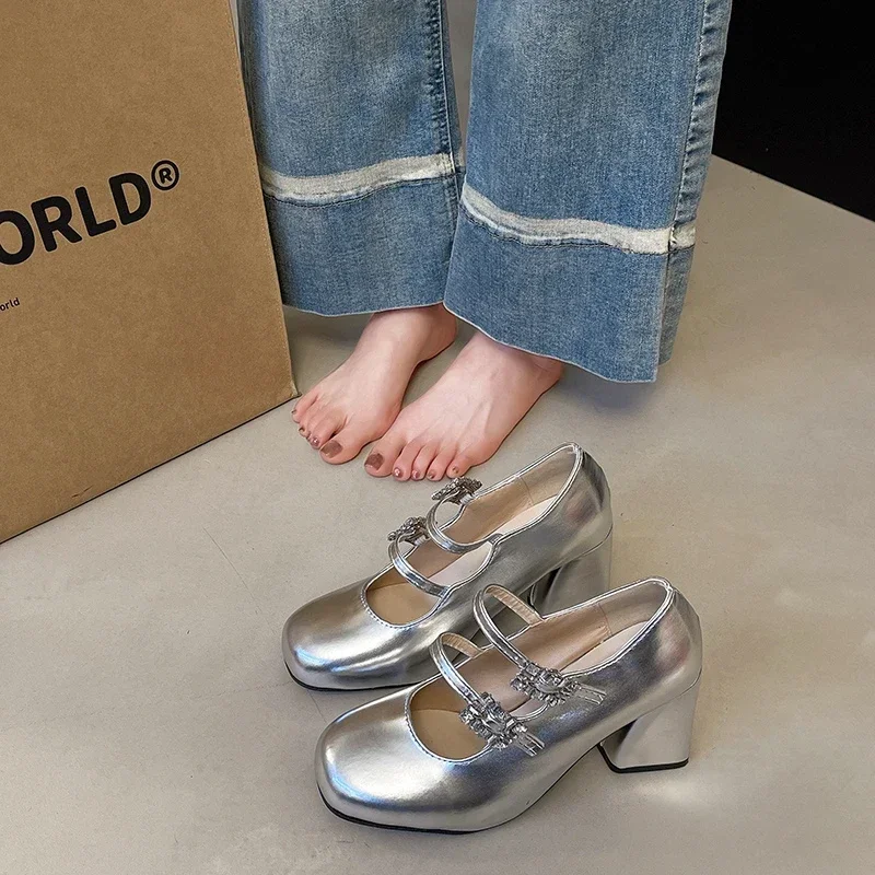 Новинка 2025 брендовая женская обувь на высоком каблуке с пряжкой и ремешком