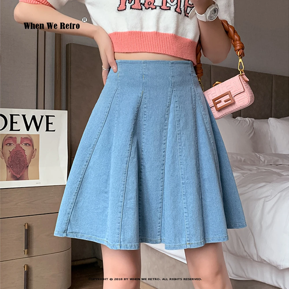 Женская джинсовая мини-юбка с высокой талией и эластичным поясом - купить по