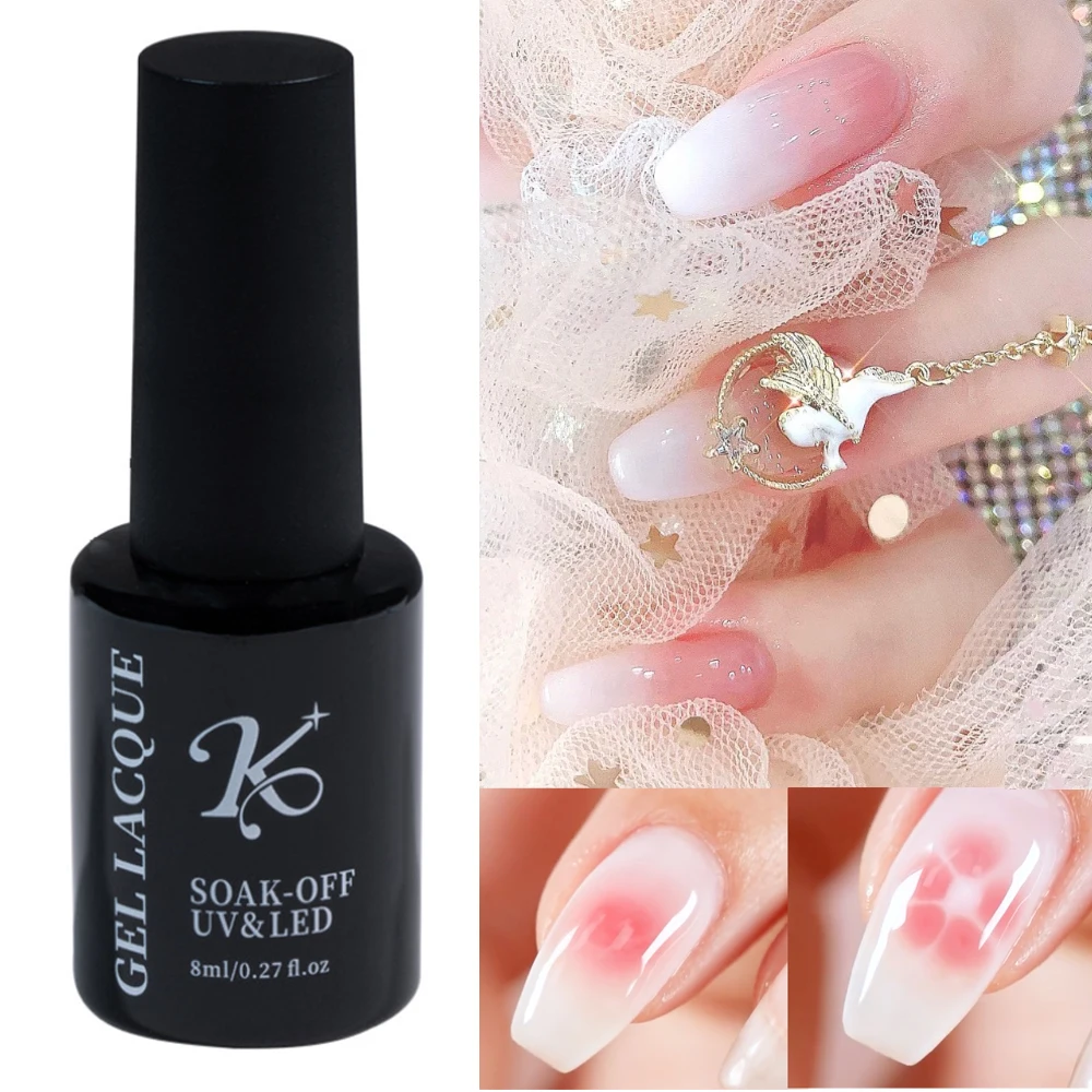 

8/15ml Egg White Blossom Gel Nail Polish Milk While Gradient Blossoming Smook Effect UV LED Function Manicure Gel 2022 NEW