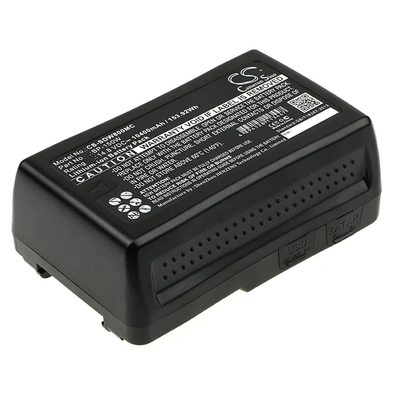 

CameronSino Аккумулятор для Sony HDW-800P PDW-850 DSR-250P DSR-600P DSR-650P V-Mount V-Lock 10400mAh BP-150W