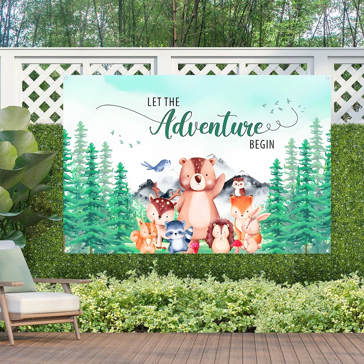 Фон для фотосъемки с изображением леса деревьев и гор 150x100 см