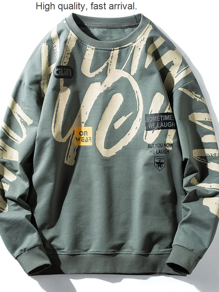 

Sweater round Neck Men Fashion Brands Ins Hong Kong Style Hooded Coat Spring and Autumn New Handsome Casual Autumn Clothes