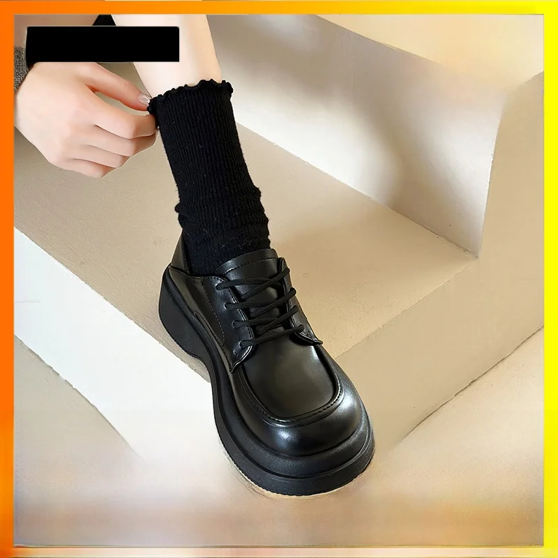 Женские лоферы 202 Li 3 новые зимние британские туфли Sle Qaw черные на шнуровке Preppy Ma