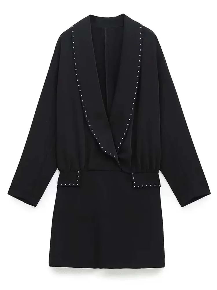 

KLKXMYT TRAF 2023 Женский блейзер Пальто винтажный отложной воротник Длинная Куртка блейзеры с длинным рукавом Женские карманы Верхняя одежда Топ...