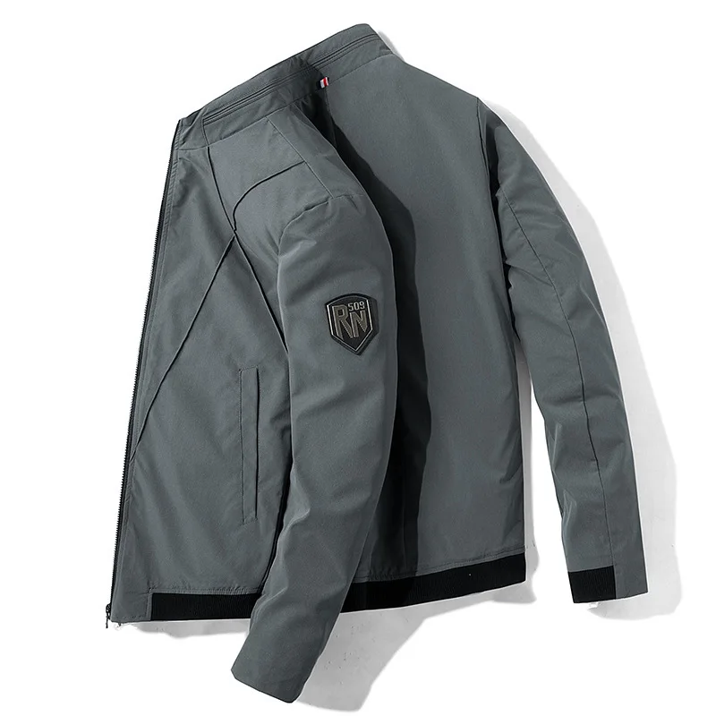 

Men's Jacket Spring Autumn Male Casual Baseball Jackets Coats Bussiness Stand Collar Solid Brand Clothing Man Outdoors Clothes