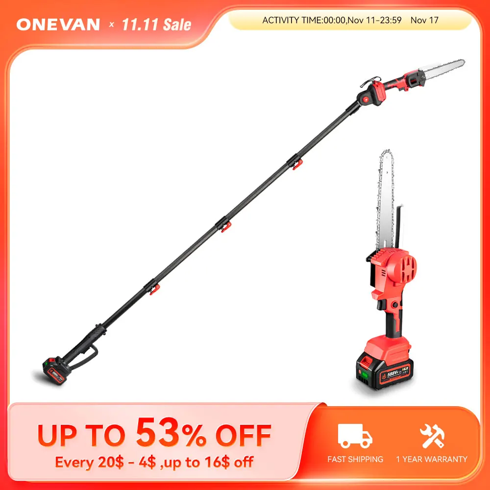 Бесщеточная телескопическая пила onwan, электрическая бесщеточная пила с масштабируемой высотой, аккумуляторная пила для обрезки, электроинструмент для аккумулятора Makita 18 в, 8 дюймов