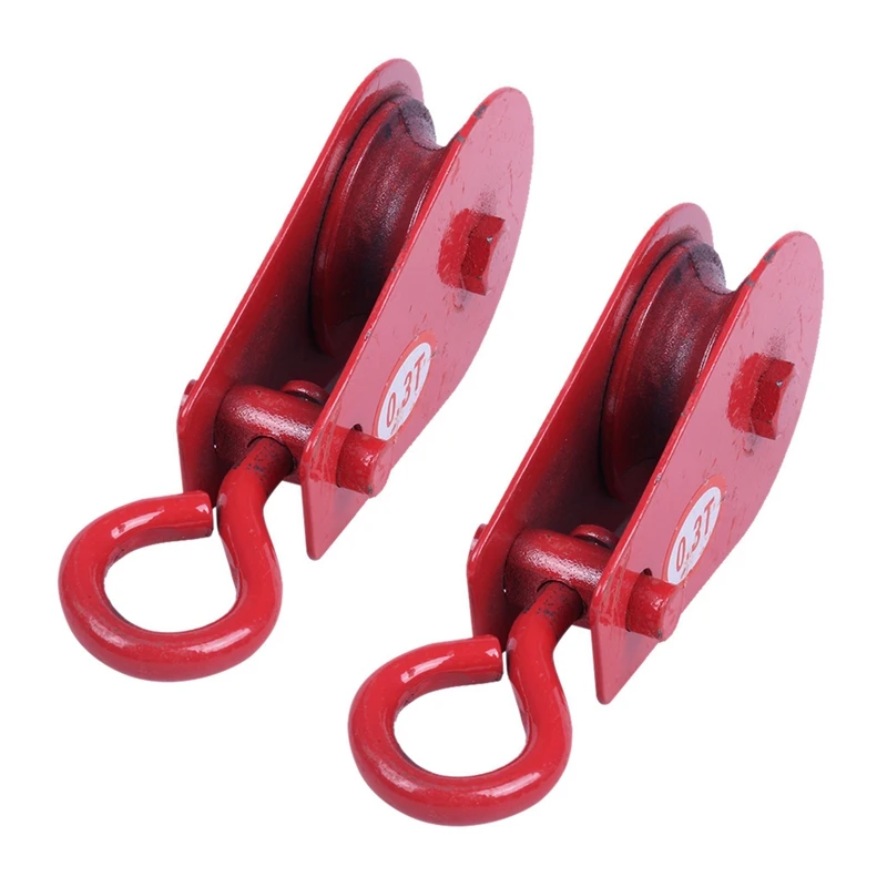 

2X 0.3T 300Kg 661.4Lbs Metal Lifting Crane Pulley Block Red