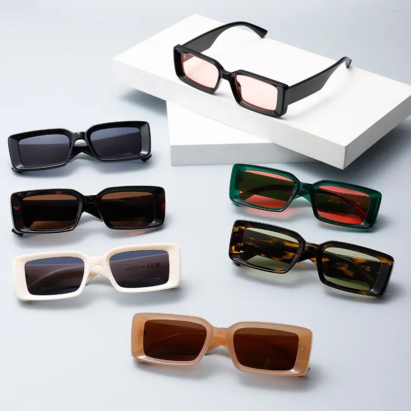 Модные маленькие прямоугольные солнцезащитные очки LNFCXI желеобразных цветов