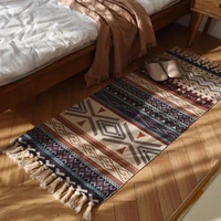 linen plaid carpet cotton home weave carpets bohemian rug floor carpet for living room bedroom home deocr foot pad beach tapijt