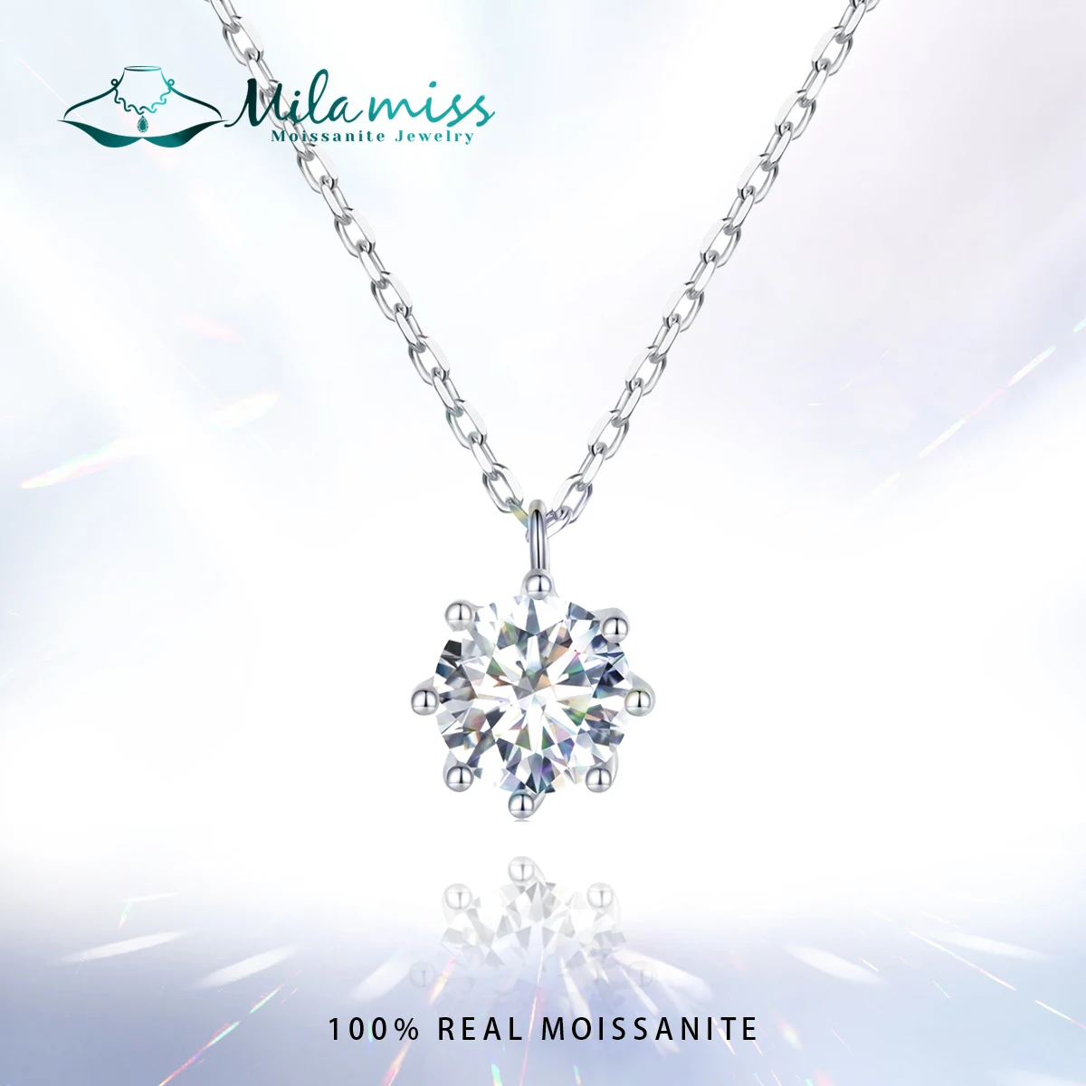 

MILAMISS 925 Sterling Silver 0.8CT D Color VVS1 EX Moissanite Necklace For Women Wedding Engagement Elegent Trendy Fine Jewelry