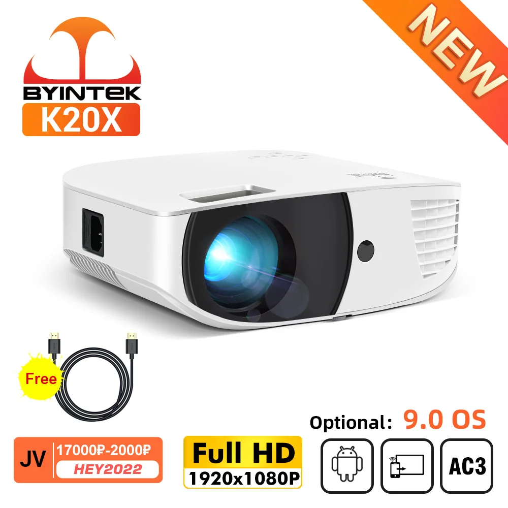 BYINTEK K20X Full HD Native 1920 * 1080P Smart Android WIFI LED Video LCD Проектор для домашнего кинотеатра для смартфона 3D 4K Cinema - изображение