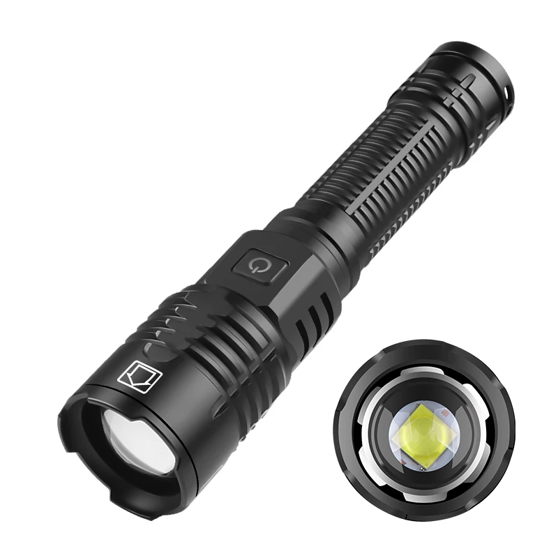 XHP70 Strong Zoom Flashlight 21700 Battery Long-range 300M Flashlights USB TYPE-C Rechargeable Torch Lights with Memory Function