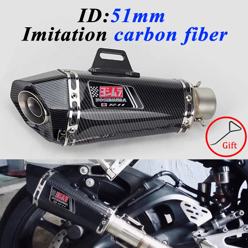 

51mm Inlet Universal Motorcycle for Yoshimura Exhaust Muffler CBR1000 FZ1 R6 R15 R3 ZX6R ZX10 Z900 1000 GSXR1000 650 K7 K8 K11