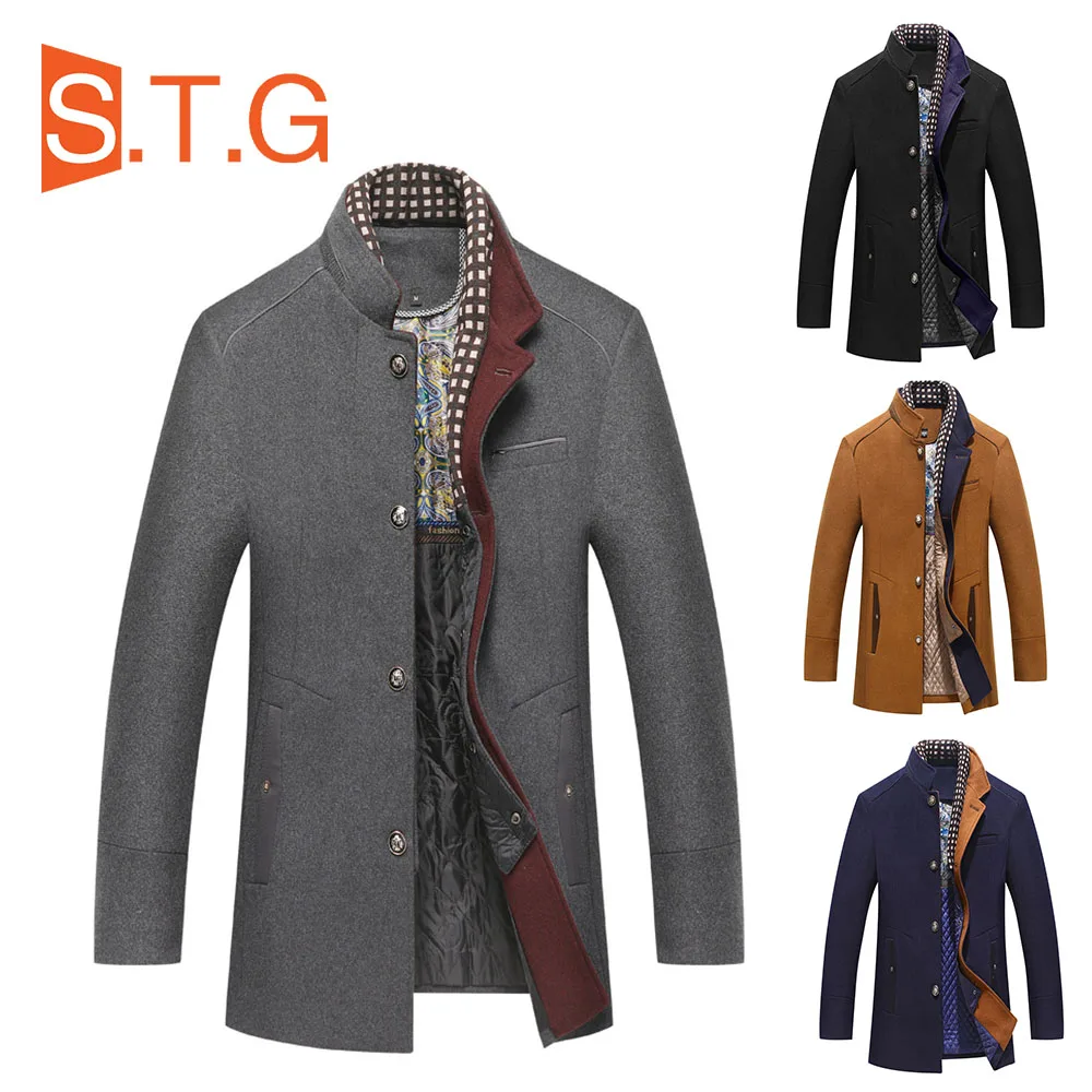 

S.T.G 2022 Men Brand Winter Warm Jacket Parkas Coat Hot Fashion Autumn Clothing Windproof Woolen Slim Adjustable Parkas For Male