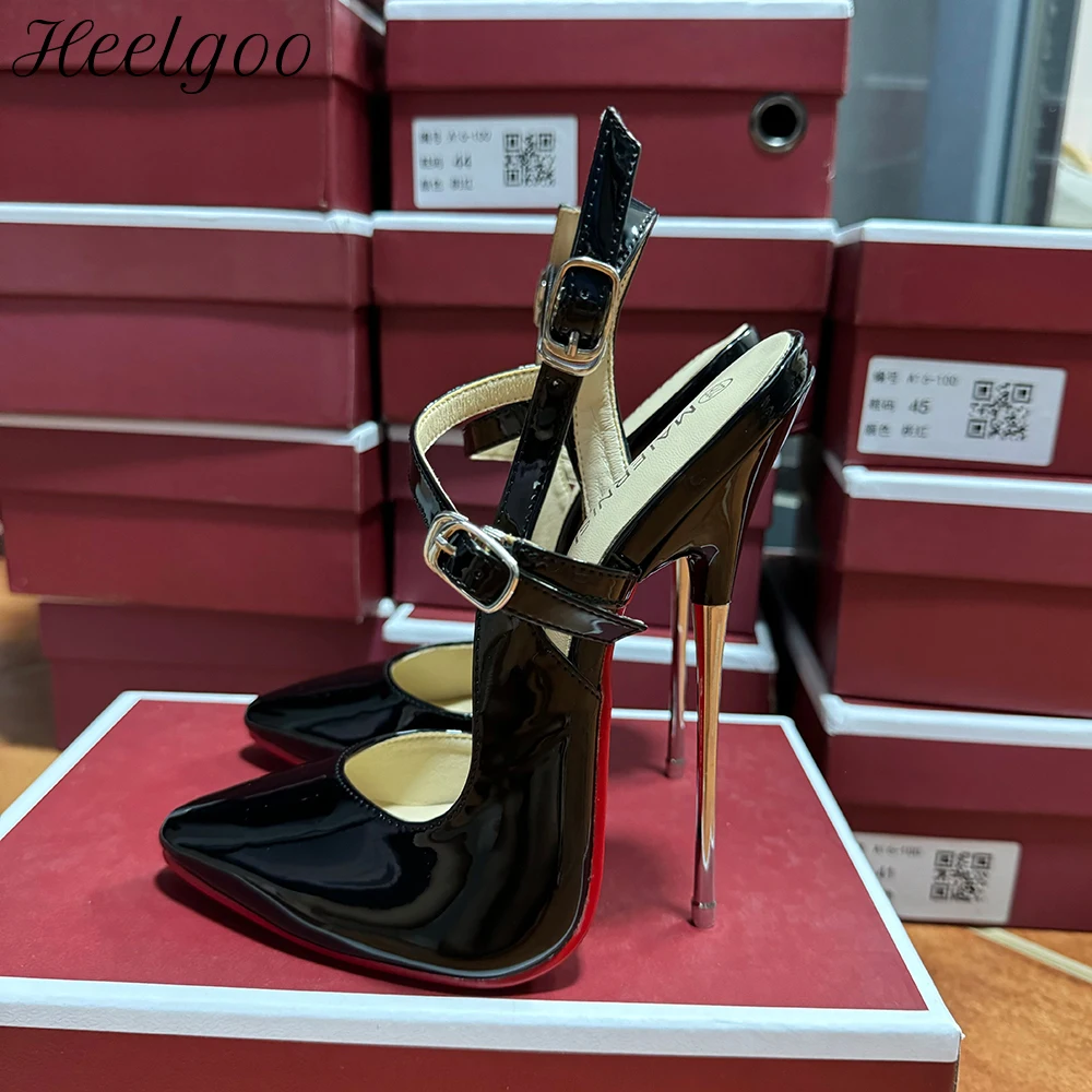 Сексуальные женские однотонные черные туфли-лодочки на высоком каблуке 16 см