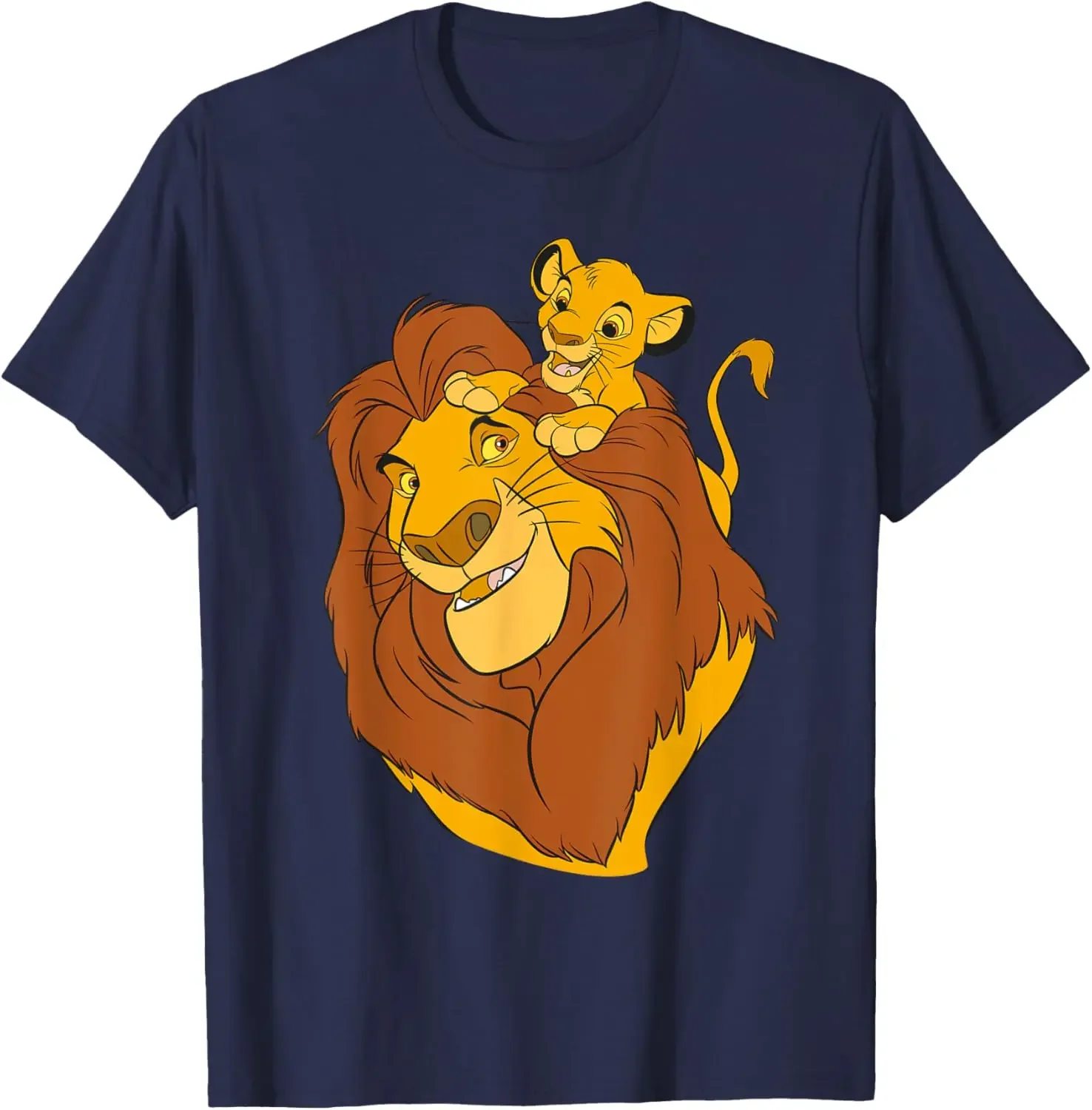 Фото Популярная модная повседневная футболка Disney The Lion King Simba and Mufasa для отца и сына, летняя футболка S-6XL №1