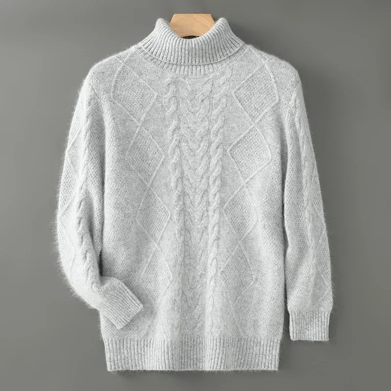 Мужской повседневный топ с высоким воротником на спине 100% норковый кашемир